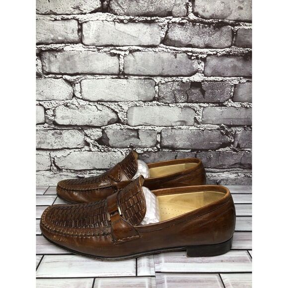 Johnston & Murphy Handcrafted Brown Leather Weaves Dress Loafers Men 11M US/44EU - Picture 11 of 16